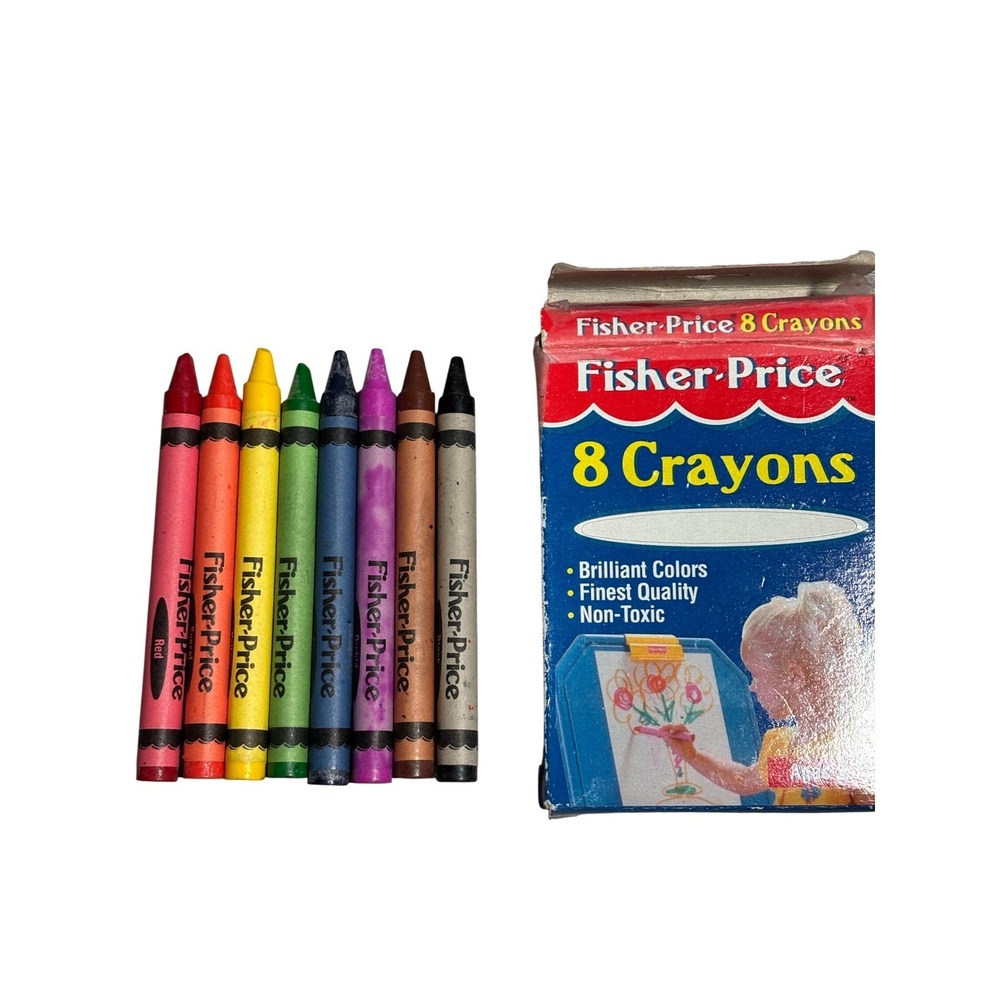 Vintage 1994 Fisher-Price 8 Crayons Set Pentech Non-Toxic Art Supplies Collector